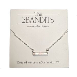 The 2 Bandits Jewelry Athens Iridescent Glitter Bar Box Dainty Silver Necklace